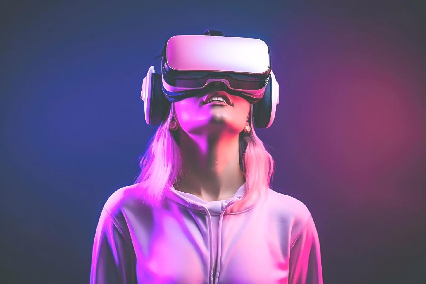 Classroom setup with VR equipment and development workstations